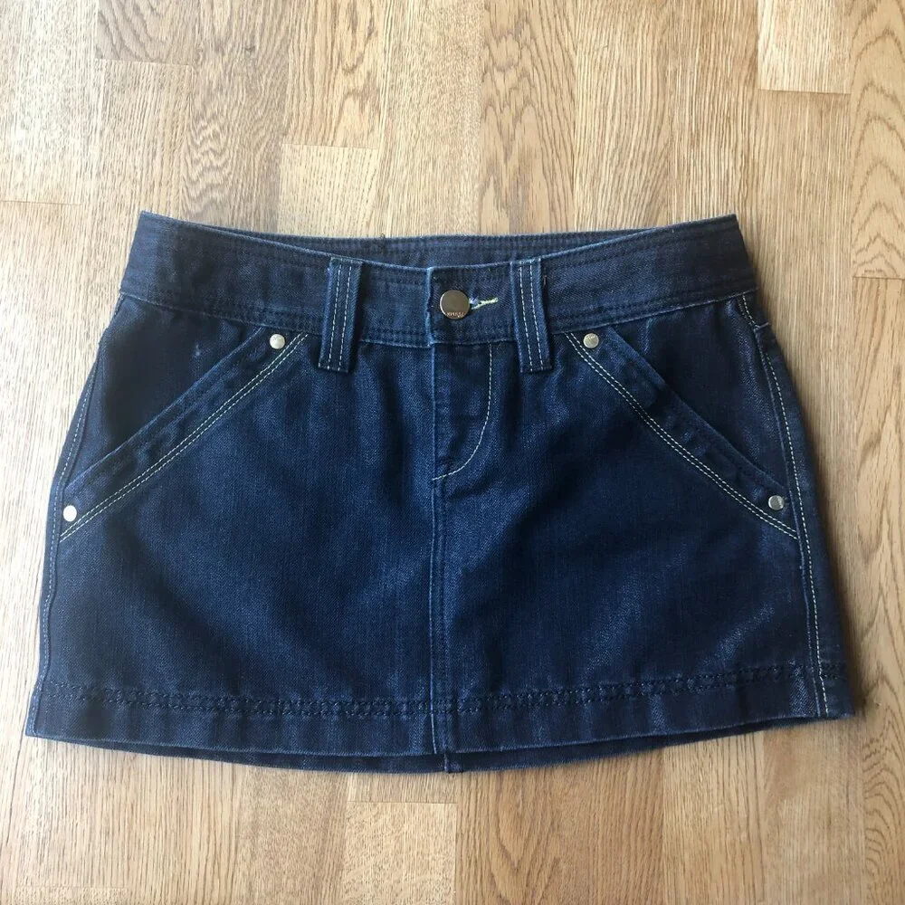 Express Denim Sequin Pocket Mini Skirt Shimmer Size 2